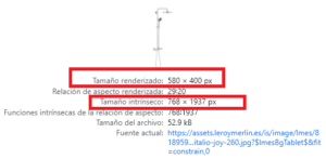 Dimensiones de las imágenes